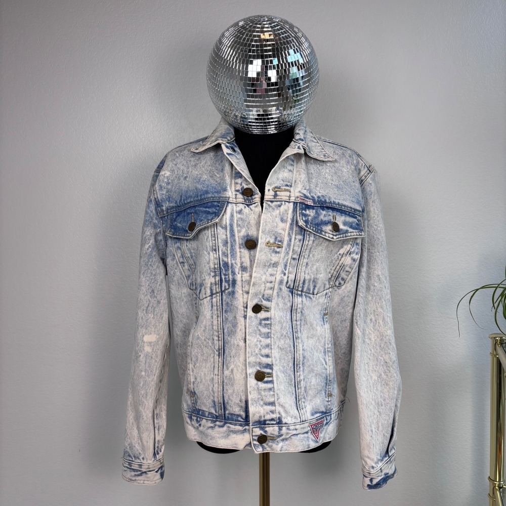 Vintage 80s Guess‎ Georges Marciano Stone Washed Denim Jacket, Men Size Small
